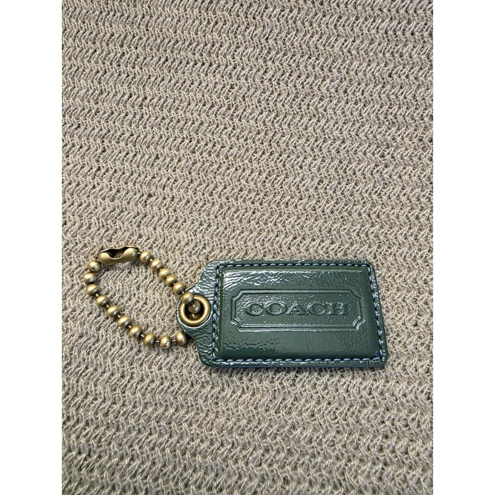 Coach 2.5" Teal Green Patent And Blue Hangtag Purse Charm Keychain ExtremelyRare